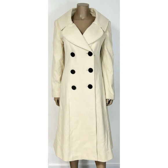 NWT Marvin Richards Double Breasted Cream Jacket Wool Cashmere Coat 6 Fit Flare - Picture 2 of 7